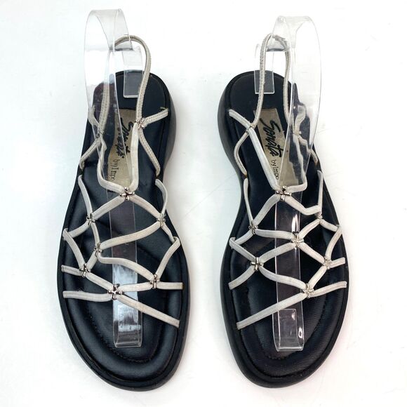Sonata By Limpo Elastic Criss Cross Top Flat Sandals Size 8 Slip On Sling Back - Picture 1 of 13